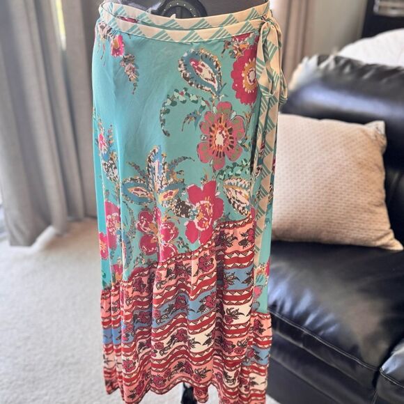 Flying Tomato High Low Wrap Skirt in Blue and Pink Large - Picture 3 of 6